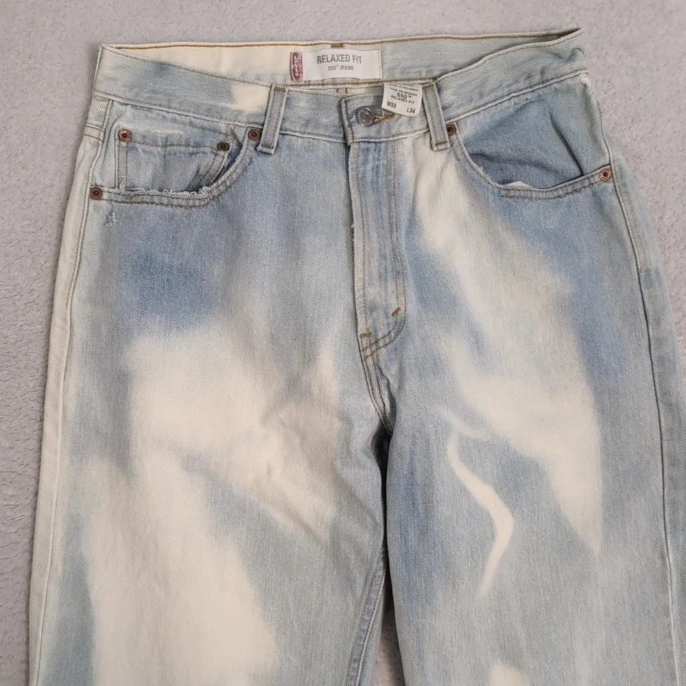 Vintage Levis 550 Jeans Light Blue‎ Acid Wash Custom Pockets '02 33x34 Relaxed